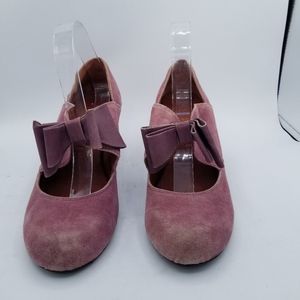 Sachelle Pink suede size 10 eur 41 kawaii purple bow cone block heel